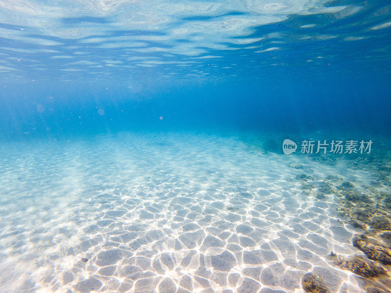 水下的海景，白色的沙底