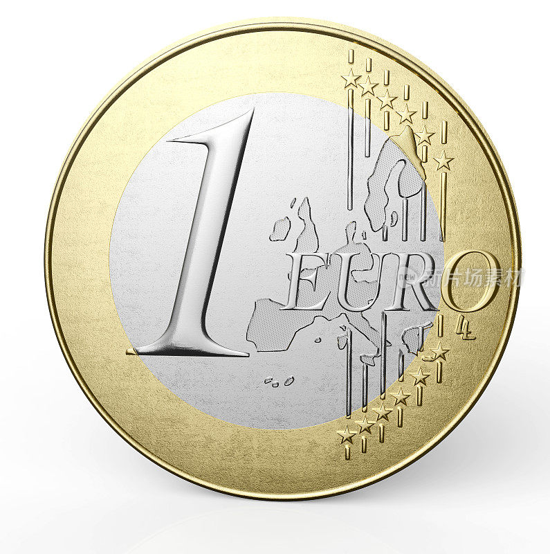 一欧元硬币孤立在白色背景