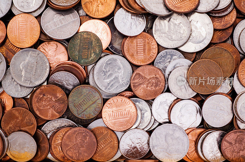 美国货币便士、镍币、一角和二角五分之一