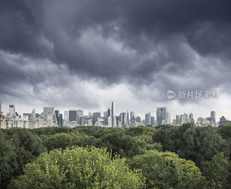 暴风雨般的纽约和中央公园