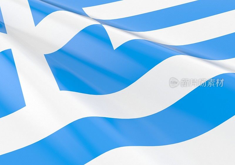 挥舞着希腊国旗