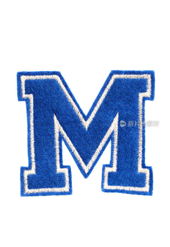 一个大学代表队的字母M，蓝色。