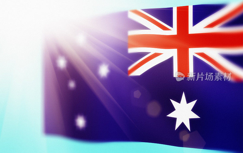 澳大利亚国旗明亮的阳光与镜头光晕