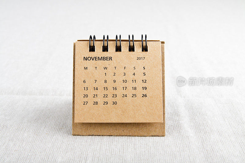 11月。日历表。
