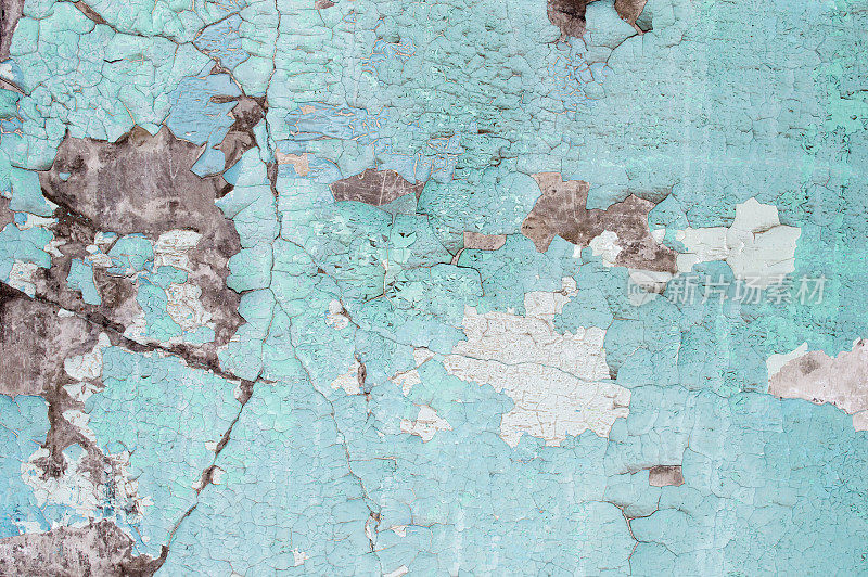 墙面油漆剥落无缝隙纹理。乡村垃圾材料的图案。