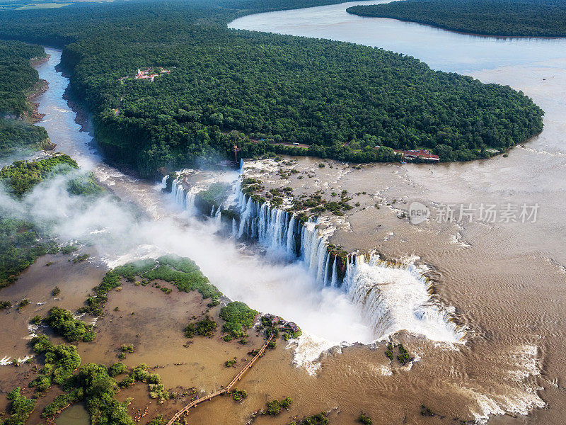 伊瓜苏瀑布(伊瓜苏瀑布)在阿根廷和巴西边境，鸟瞰图
