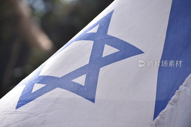 以色列国旗在风中的特写