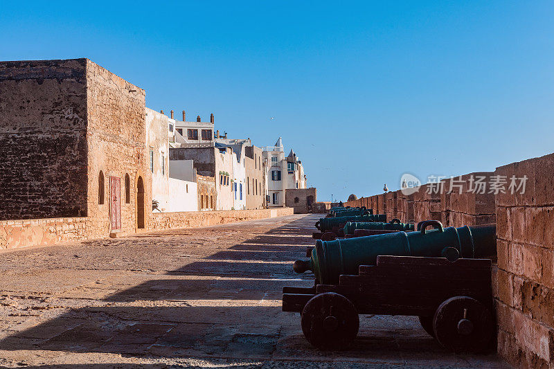 年代。北非摩洛哥，埃索维拉，斯卡拉杜港防御墙