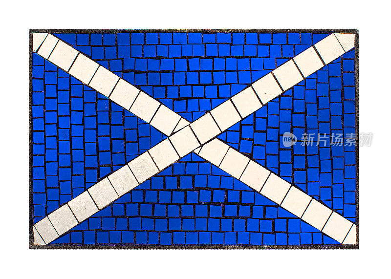 苏格兰国旗，也被称为Saltire，呈现在一个肮脏的瓷砖马赛克效果