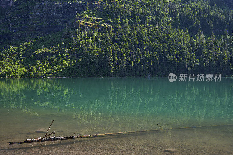 美国蒙大拿州冰川国家公园雪崩湖地区夏季美丽的自然风光。