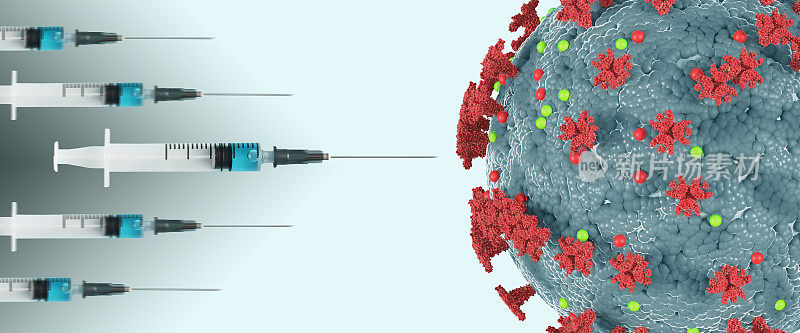 白色背景上的病毒和疫苗
