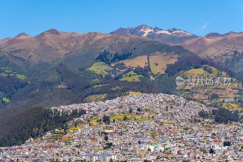 厄瓜多尔的基多市和皮钦查火山
