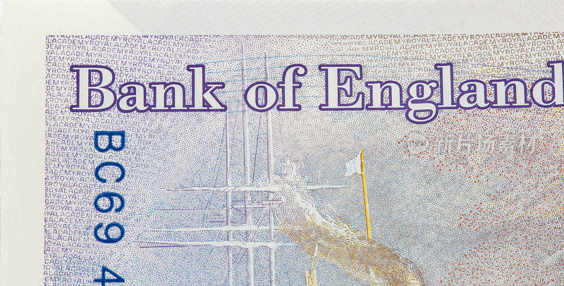 英国20英镑钞票碎片特写