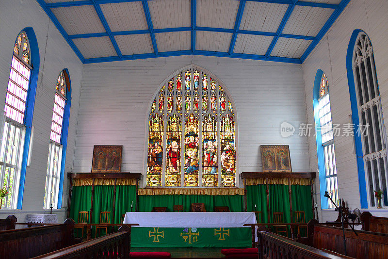 圣公会教堂-圣坛和彩色玻璃窗，乔治城，圭亚那