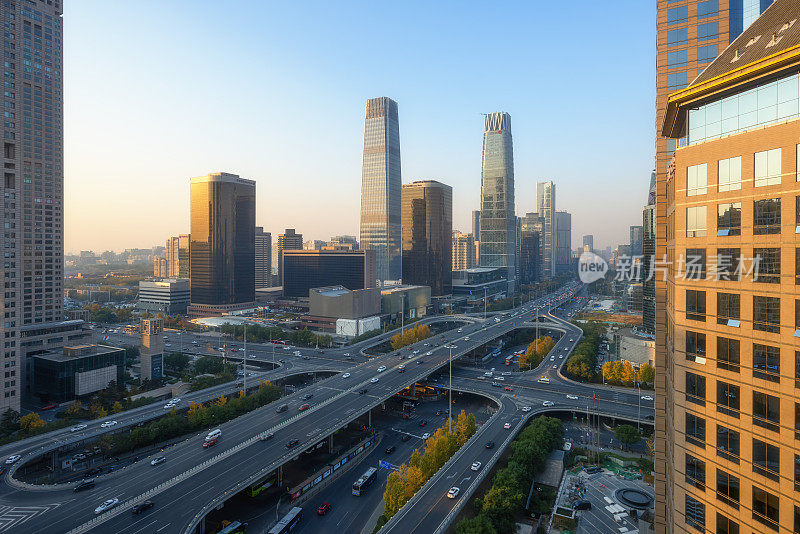 北京中央商务区高楼大厦天际线，北京中国城市景观