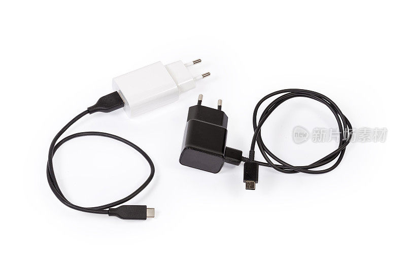 电子设备充电器与交流欧洲插头和连接USB电缆