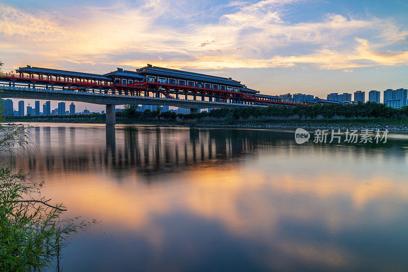 渭河盖桥，咸阳，陕西，中国