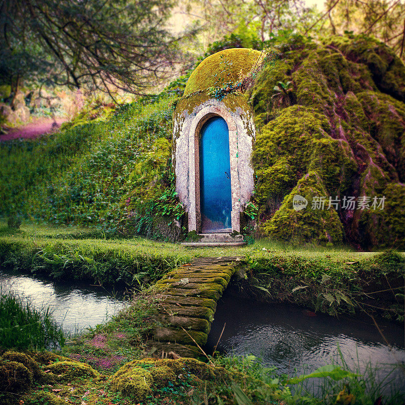 童话般的家在魔法奇幻森林背景