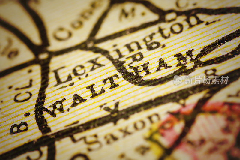 马萨诸塞州沃尔瑟姆的古董地图