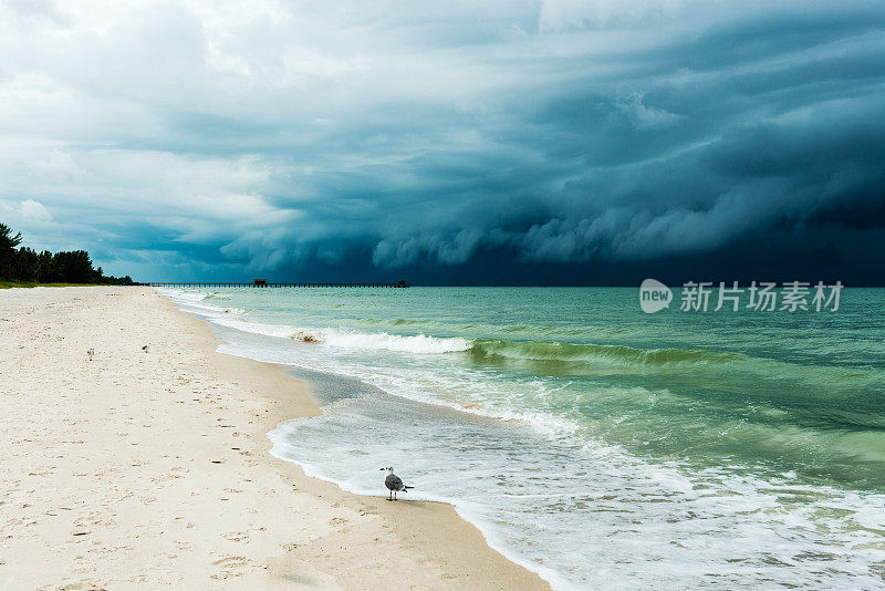 暴风雨正向海滩逼近