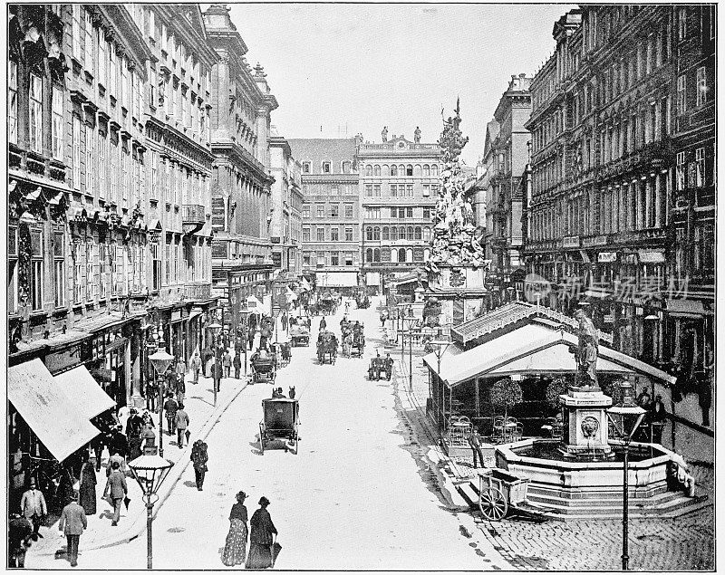 19世纪80年代奥地利维也纳格拉本街景