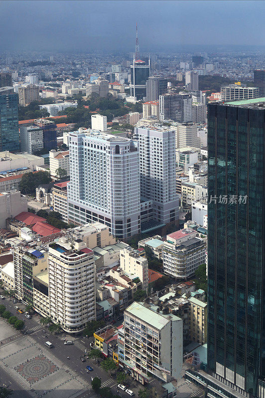 胡志明市市中心鸟瞰图