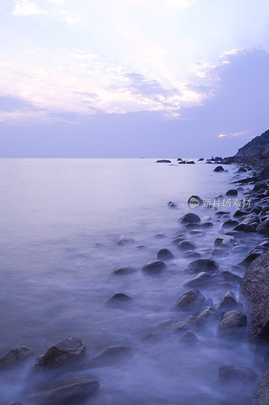 中国浙江海岸线，黄昏