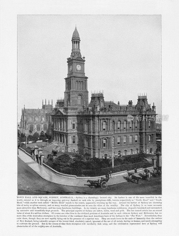 古澳大利亚摄影:市政厅和悉尼，澳大利亚，1893年