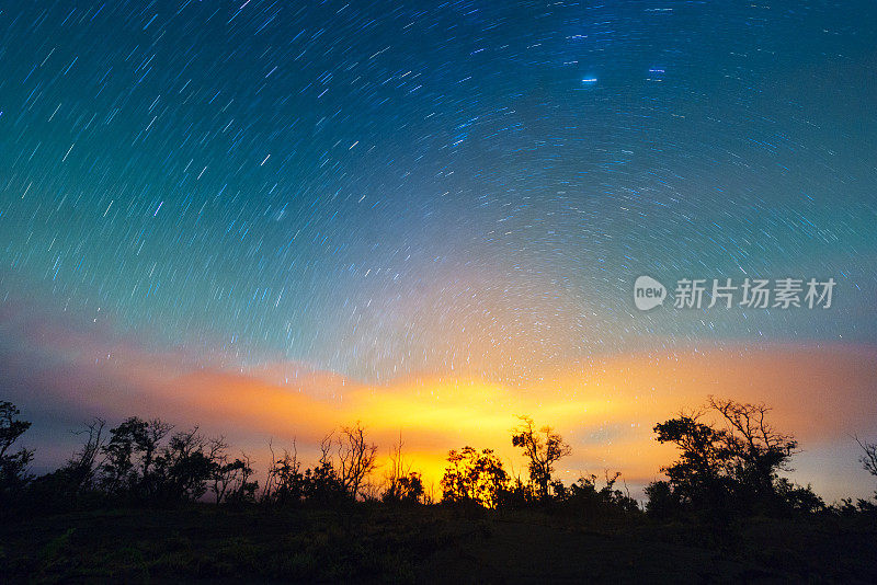 火山国家公园哈勒马'uma'u火山口发光星夜景观夏威夷