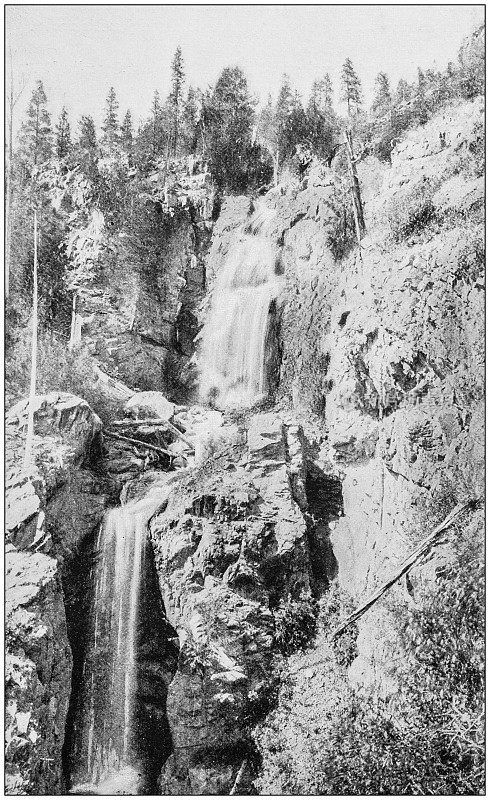 美国著名风景的古董照片:鹿公园瀑布，阿尼玛斯峡谷
