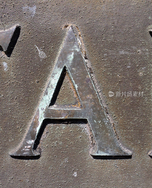 文字措词在破旧的州排版发现字母A