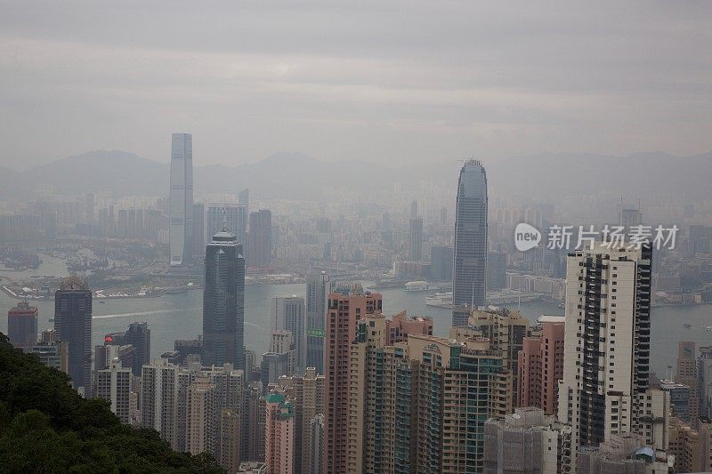 从太平山顶眺望香港天际线