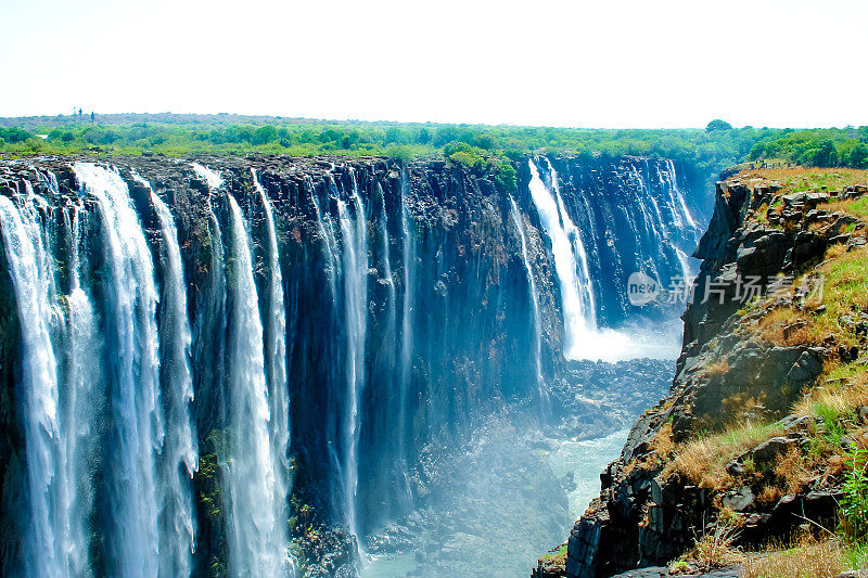 维多利亚瀑布，位于赞比亚和津巴布韦的边境