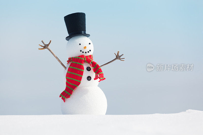 快乐愉快的雪人幽默地享受圣诞假期寒假