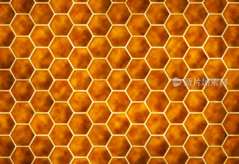 黄橙色现代抽象六边形蜂窝图案技术背景建筑