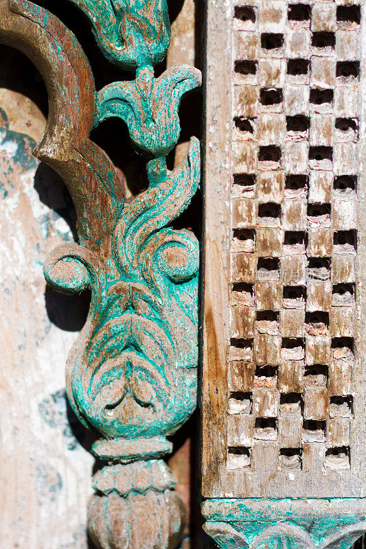 古董漆印度木门细节