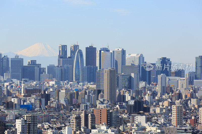 东京天际线和日本富士山