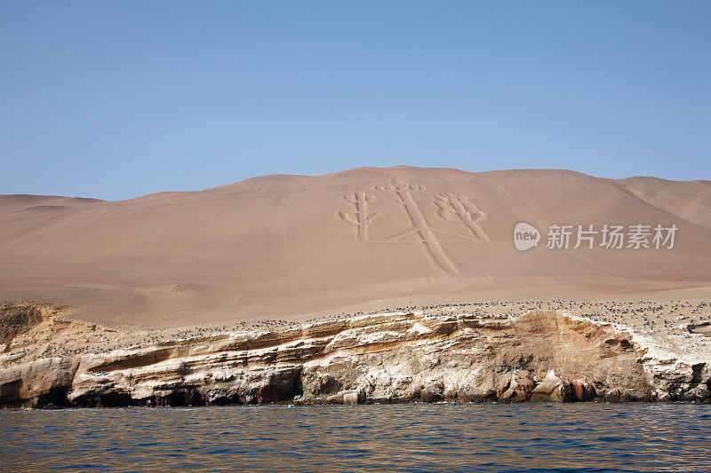 帕拉卡斯海岸沙丘上的纳斯卡标志