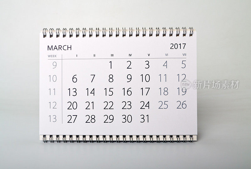 3月。2007年的日历。