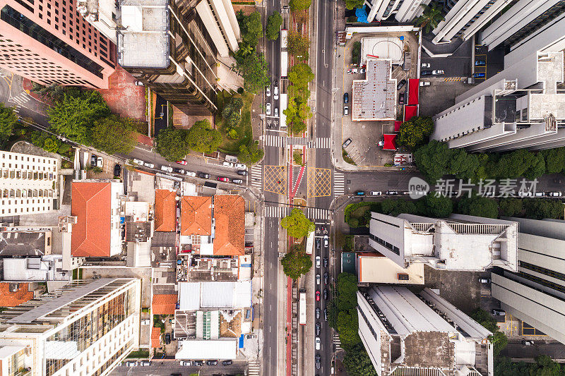 顶视图贝里尼大道在圣保罗市，巴西