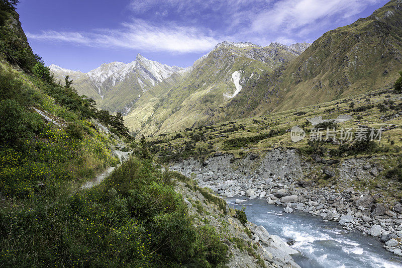 罗伯罗伊冰川徒步旅行路线全景景观，瓦纳卡，南岛新西兰