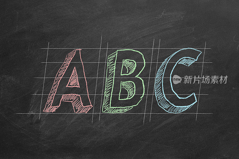 abc——黑板上英语字母表的第一个字母