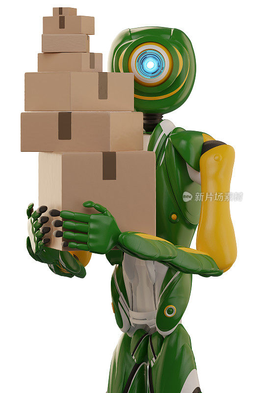 自动送货机器人运送包裹3d插图