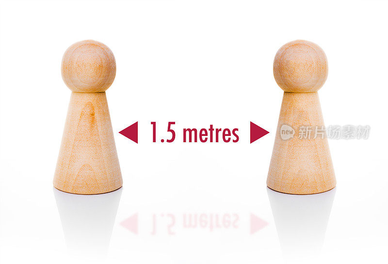 1.5米英国社会距离与木制卒子
