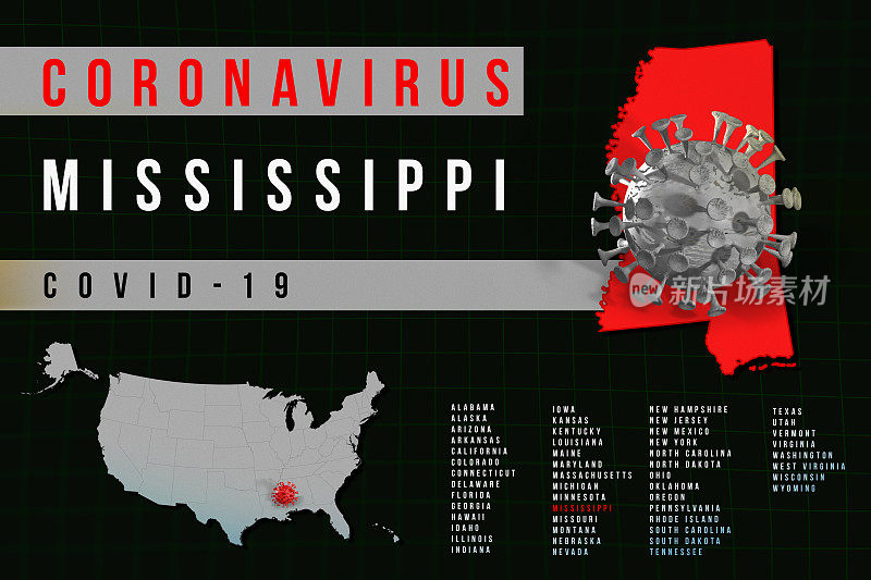 美国密西西比州-冠状病毒COVID-19地图