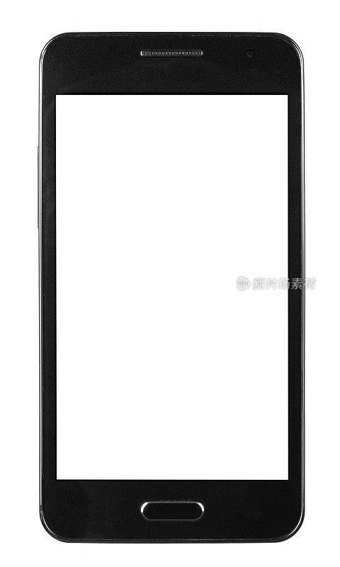 黑色智能手机与白色屏幕隔离白色背景