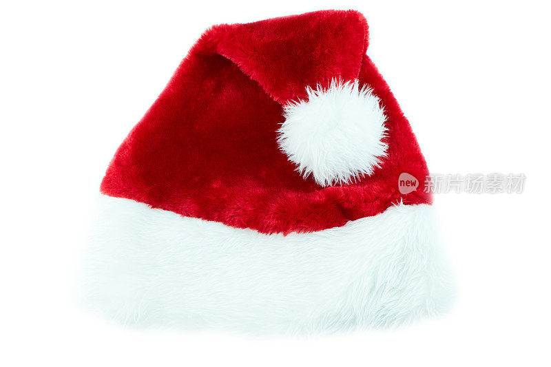 圣诞老人的红帽子孤立在白色的背景上