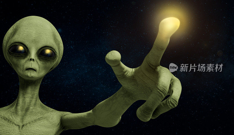 外星人用一根手指指着指尖