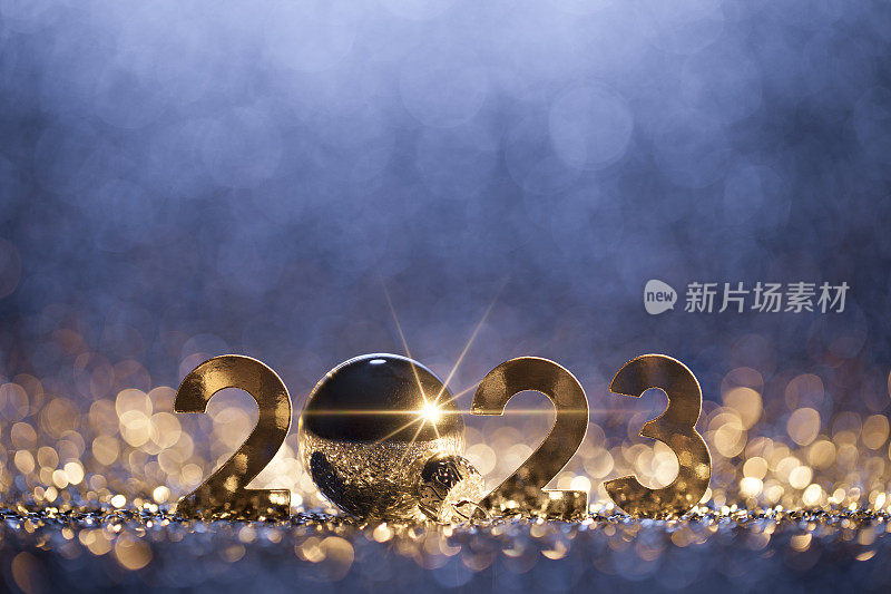 2023年新年圣诞背景-金蓝派对庆典
