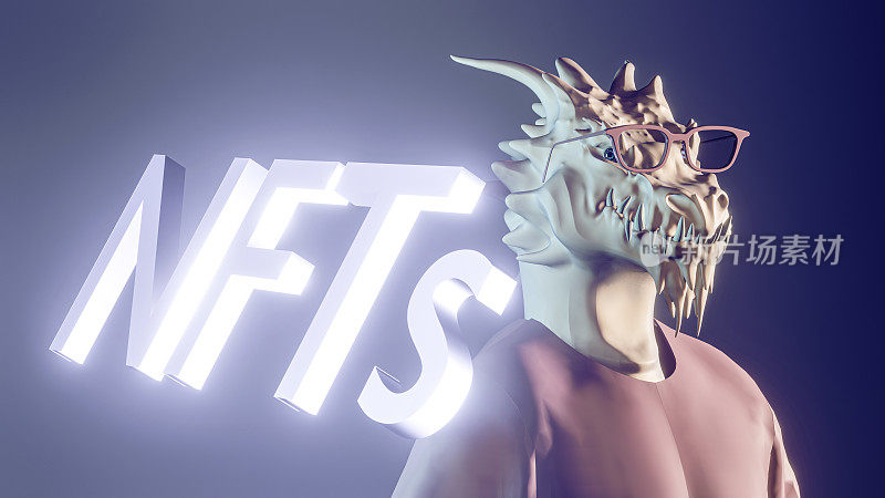 3D渲染NFT收藏品艺术品